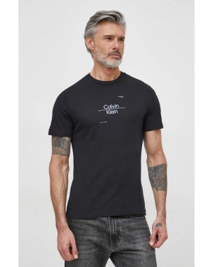 Calvin Klein t-shirt bawełniany męski kolor czarny z nadrukiem