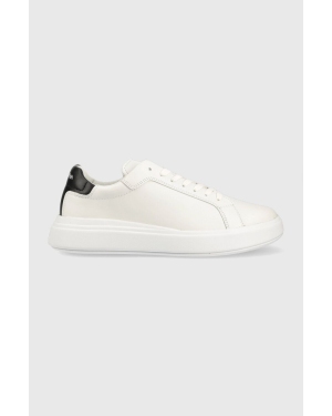 Calvin Klein sneakersy skórzane LOW TOP LACE UP LTH kolor biały HM0HM01016