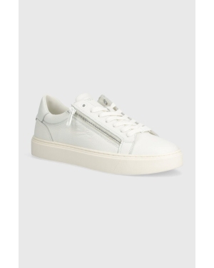 Calvin Klein sneakersy skórzane LOW TOP LACE UP W/ZIP kolor biały HM0HM01475