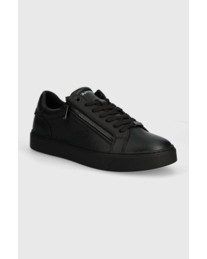Calvin Klein sneakersy skórzane LOW TOP LACE UP W/ZIP kolor czarny HM0HM01475