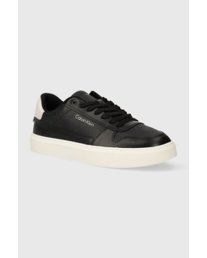 Calvin Klein sneakersy skórzane LOW TOP LACE UP BSKT kolor czarny HM0HM01254