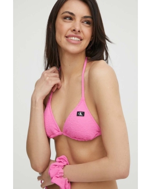 Calvin Klein biustonosz kąpielowy kolor różowy lekko usztywniona miseczka KW0KW02394