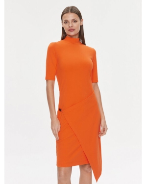 Calvin Klein Sukienka codzienna Stretch Jersey Asymmetric Dress K20K206498 Pomarańczowy Slim Fit