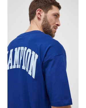Champion t-shirt bawełniany męski kolor niebieski z nadrukiem 219855