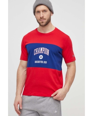 Champion t-shirt bawełniany męski kolor czerwony z nadrukiem 219853