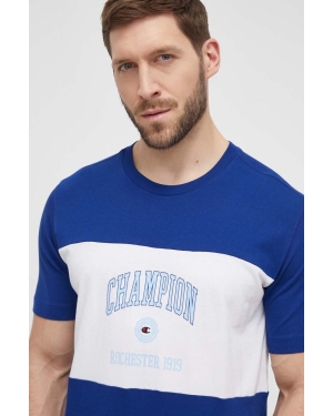 Champion t-shirt bawełniany męski kolor niebieski z nadrukiem 219853