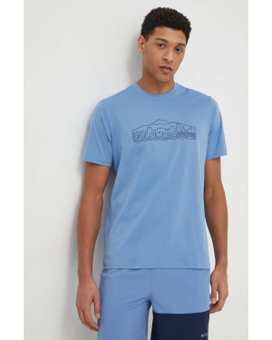Columbia t-shirt sportowy Legend Trail kolor niebieski z nadrukiem 2036533