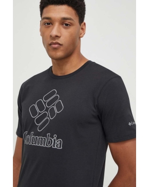 Columbia t-shirt sportowy Pacific Crossing II kolor czarny z nadrukiem 2036472