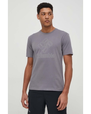 Columbia t-shirt sportowy Pacific Crossing II kolor szary z nadrukiem 2036472
