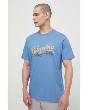 Columbia t-shirt bawełniany Rockaway River kolor niebieski wzorzysty 2022181