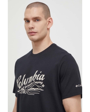 Columbia t-shirt bawełniany Rockaway River kolor czarny wzorzysty 2022181