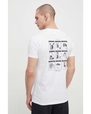 Columbia t-shirt bawełniany Rapid Ridge męski kolor biały z nadrukiem 1934824