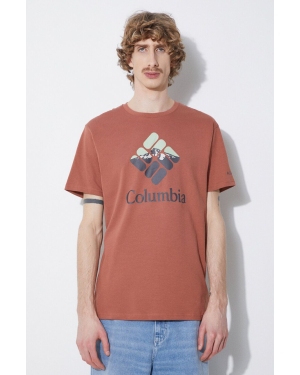 Columbia t-shirt bawełniany Rapid Ridge kolor czerwony z nadrukiem 1888813