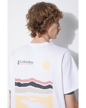 Columbia t-shirt bawełniany Explorers Canyon kolor biały wzorzysty 2036451