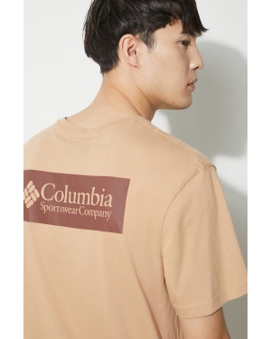 Columbia t-shirt bawełniany North Cascades kolor beżowy z nadrukiem 1834041