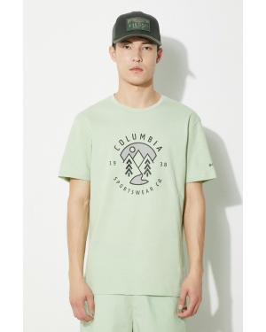 Columbia t-shirt bawełniany Rapid Ridge kolor zielony z nadrukiem 1888813