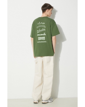 Columbia t-shirt Burnt Lake męski kolor zielony z nadrukiem 2071711