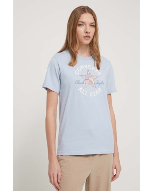 Converse t-shirt bawełniany damski kolor niebieski