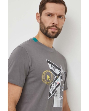 Desigual t-shirt bawełniany męski kolor szary z nadrukiem