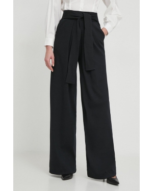 Desigual spodnie damskie kolor czarny szerokie high waist
