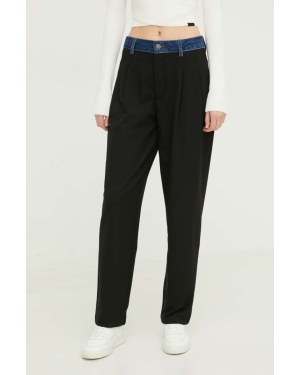 Desigual spodnie MILAN damskie kolor czarny proste high waist 24SWPW15