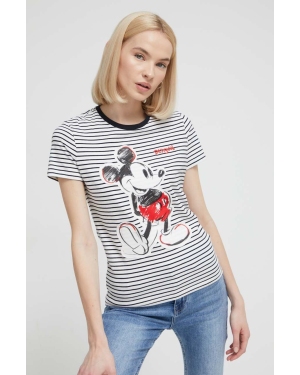Desigual t-shirt x Disney damski kolor biały