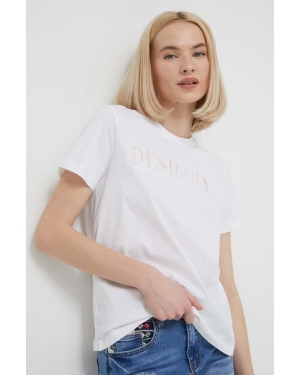 Desigual t-shirt bawełniany DUBLIN damski kolor biały 24SWTK58