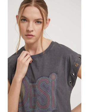 Desigual t-shirt bawełniany BERLIN damski kolor szary 24SWTK55