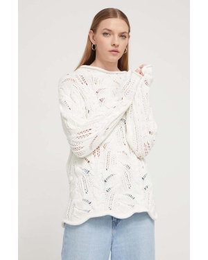 Desigual sweter bawełniany MILANO kolor biały z półgolfem 24SWJF23