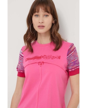 Desigual t-shirt LINDON damski kolor różowy 24SWTKB2