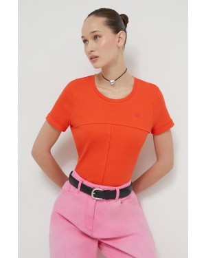 Desigual t-shirt damski kolor pomarańczowy