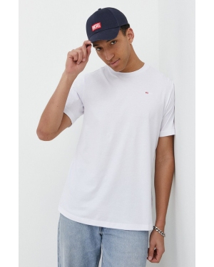 Diesel t-shirt bawełniany męski kolor biały gładki