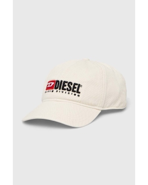 Diesel czapka z daszkiem bawełniana kolor beżowy z aplikacją