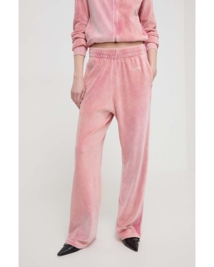 Diesel spodnie dresowe welurowe kolor różowy proste high waist