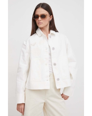 Emporio Armani kurtka jeansowa damska kolor biały przejściowa