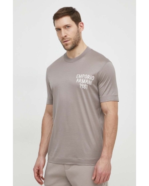 Emporio Armani t-shirt męski kolor beżowy z aplikacją 3D1TA2 1JUVZ