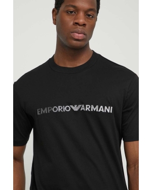 Emporio Armani t-shirt bawełniany męski kolor czarny z aplikacją