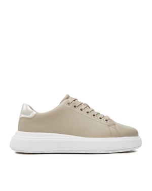 Calvin Klein Sneakersy Cupsole Lace Up Leather HW0HW01987 Beżowy