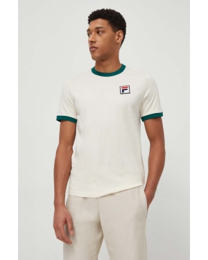 Fila t-shirt bawełniany męski kolor beżowy wzorzysty