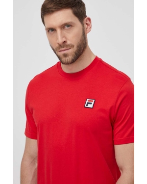 Fila t-shirt bawełniany męski kolor czerwony z aplikacją
