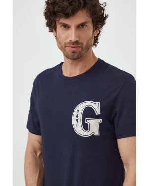 Gant t-shirt bawełniany męski kolor granatowy z nadrukiem