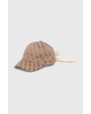 Guess czapka z daszkiem kolor brązowy wzorzysta