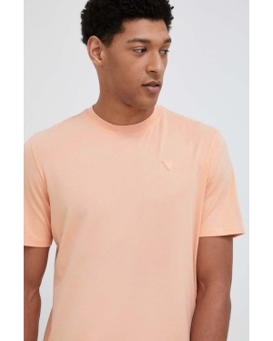 Guess t-shirt męski kolor pomarańczowy gładki