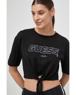 Guess t-shirt bawełniany damski kolor czarny