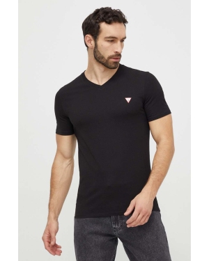 Guess t-shirt bawełniany męski kolor czarny z nadrukiem