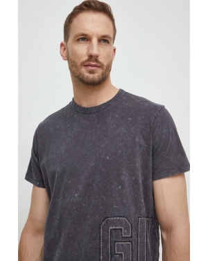 Guess t-shirt bawełniany męski kolor szary z aplikacją