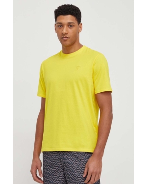 Guess t-shirt bawełniany kolor żółty z aplikacją