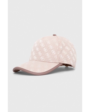 Guess czapka z daszkiem kolor różowy wzorzysta AW9497 POL01