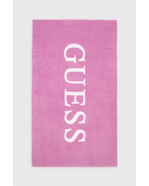 Guess ręcznik bawełniany kolor fioletowy