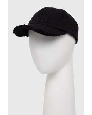 Guess czapka z daszkiem bawełniana kolor czarny z aplikacją AW9493 COT01